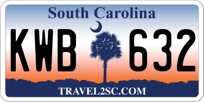 SC license plate KWB632