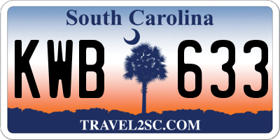 SC license plate KWB633
