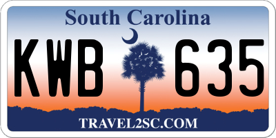 SC license plate KWB635