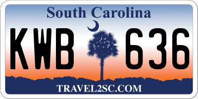 SC license plate KWB636