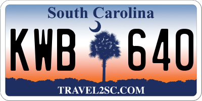SC license plate KWB640