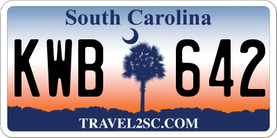 SC license plate KWB642