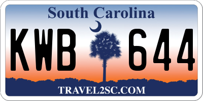 SC license plate KWB644