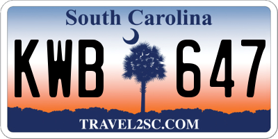 SC license plate KWB647