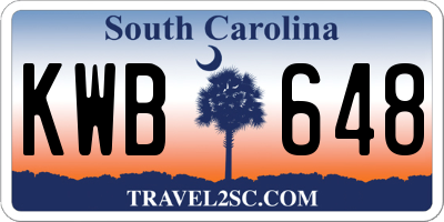 SC license plate KWB648