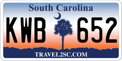 SC license plate KWB652