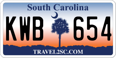 SC license plate KWB654