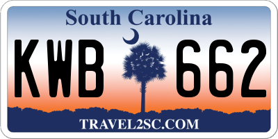 SC license plate KWB662