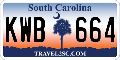 SC license plate KWB664