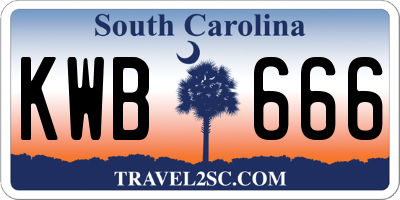 SC license plate KWB666