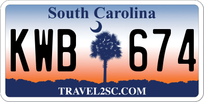 SC license plate KWB674