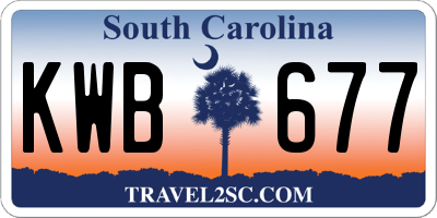 SC license plate KWB677