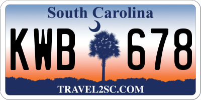 SC license plate KWB678