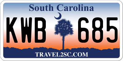 SC license plate KWB685