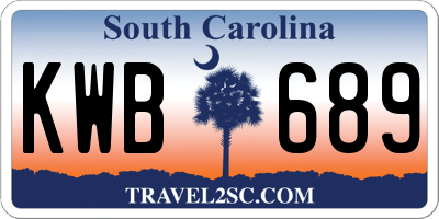 SC license plate KWB689