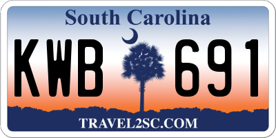 SC license plate KWB691