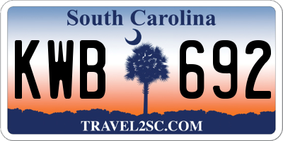 SC license plate KWB692