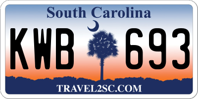 SC license plate KWB693