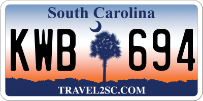 SC license plate KWB694