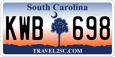 SC license plate KWB698