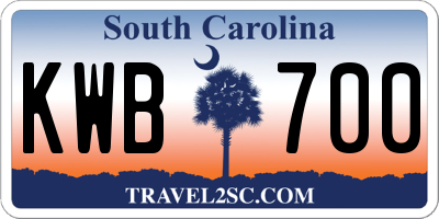 SC license plate KWB700