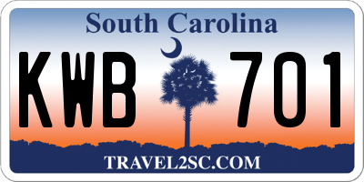 SC license plate KWB701