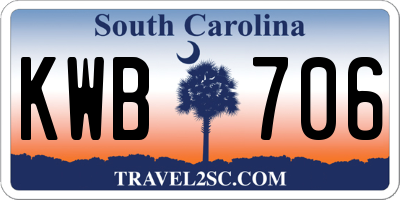 SC license plate KWB706