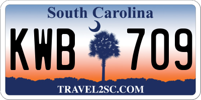 SC license plate KWB709