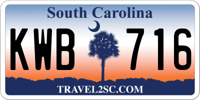 SC license plate KWB716