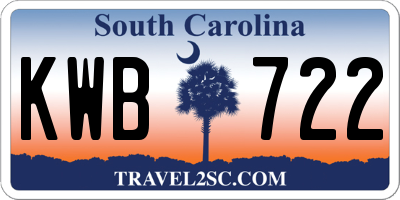 SC license plate KWB722