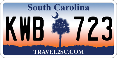 SC license plate KWB723