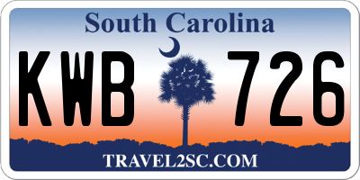 SC license plate KWB726