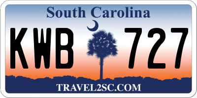 SC license plate KWB727