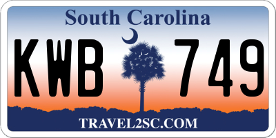SC license plate KWB749