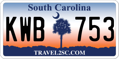 SC license plate KWB753