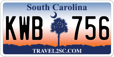 SC license plate KWB756