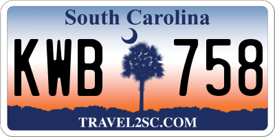 SC license plate KWB758