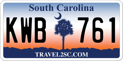 SC license plate KWB761