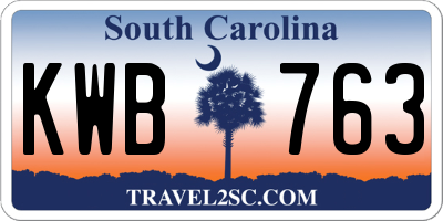 SC license plate KWB763