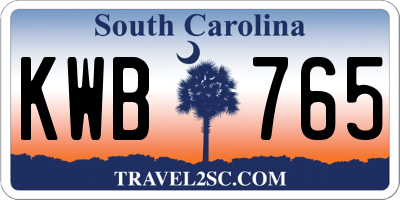 SC license plate KWB765