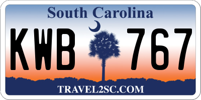 SC license plate KWB767