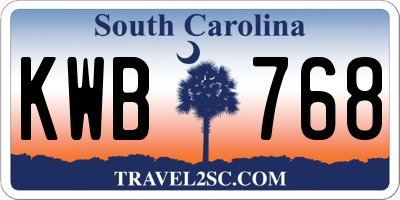 SC license plate KWB768