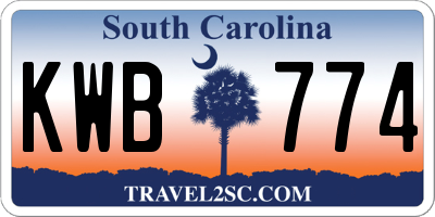SC license plate KWB774