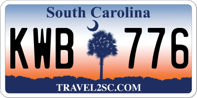 SC license plate KWB776