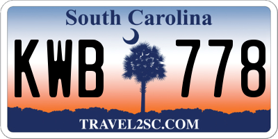 SC license plate KWB778