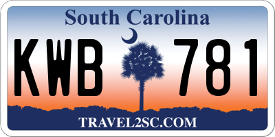 SC license plate KWB781