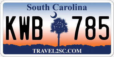 SC license plate KWB785