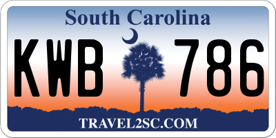 SC license plate KWB786