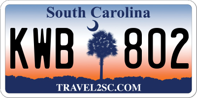 SC license plate KWB802