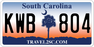 SC license plate KWB804